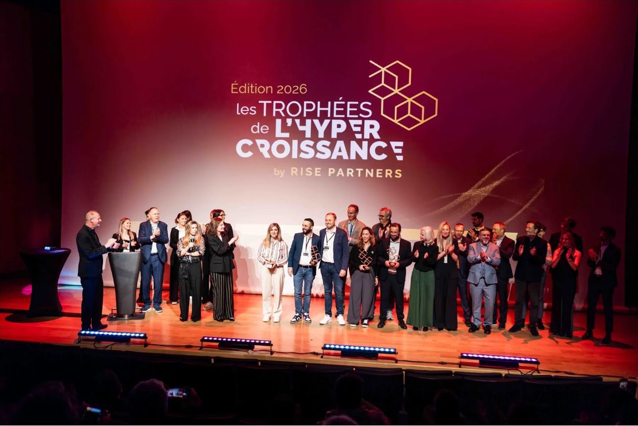 Les lauréats sur la scène des Trophées de l’Hypercroissance